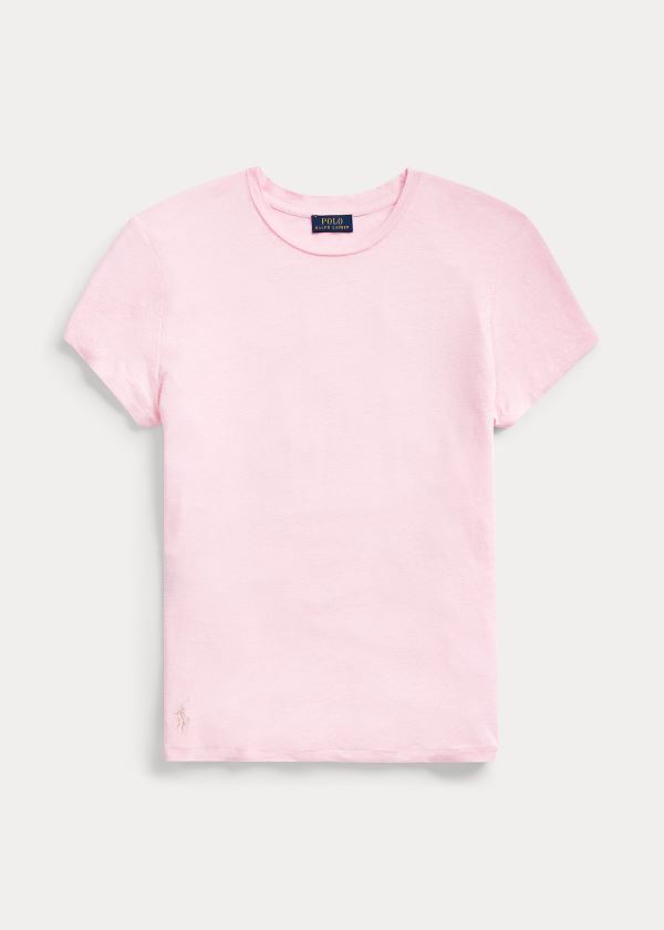 Playeras Polo Ralph Lauren Mujer Rosas - Linen Crewneck - JZUVB4582